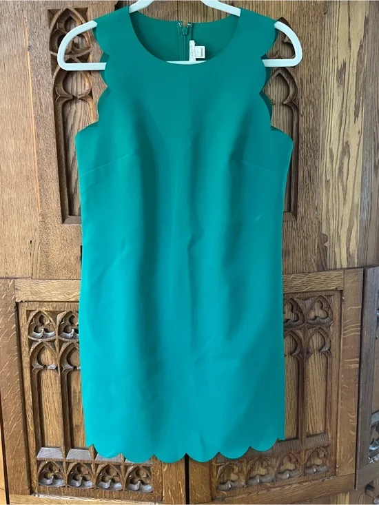 J. Crew Teal Scallop Sheath Mini Dress