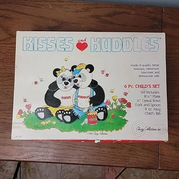 Vtg‎ 1985 6 Piece Child's Dish Set Panda Bears Melamine New Old Stock Taiwan
