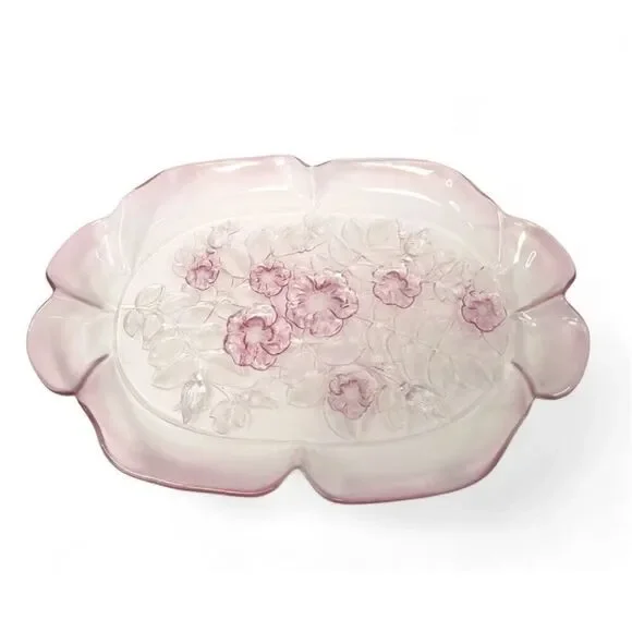 Mikasa PINK TULIP glass PLATTER TRAY PLATE 11