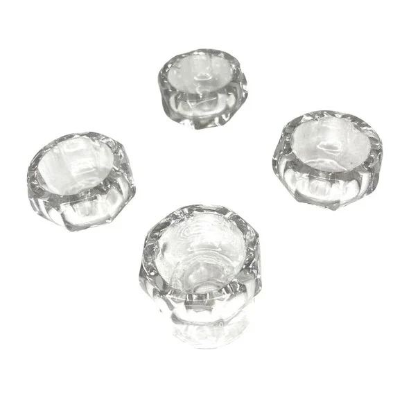 Set of 4 Vintage Clear Glass Egg Cups Faceted‎ Pedestal Base Pressed Glass