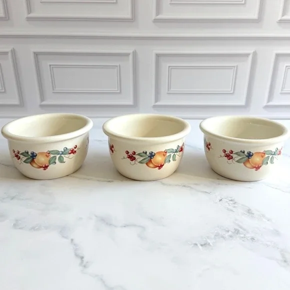 VTG 1980s Set of 3 Corelle Corningware Abundance Ramekins 4 1/4