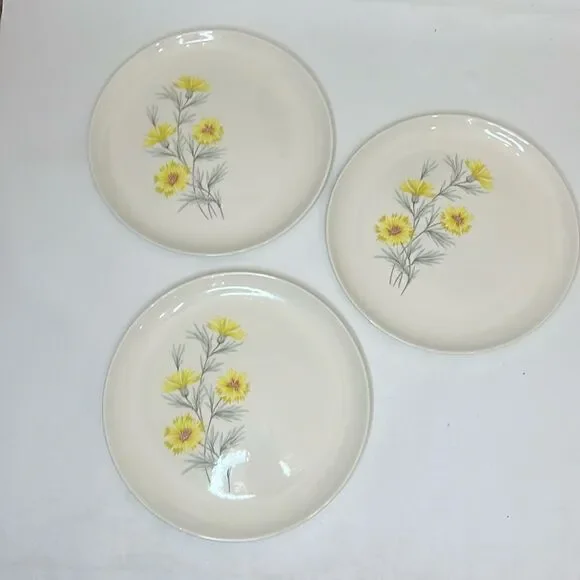 Taylor Smith & Taylor Golden Button Plates True Underglaze Oven Proof Set Of 3