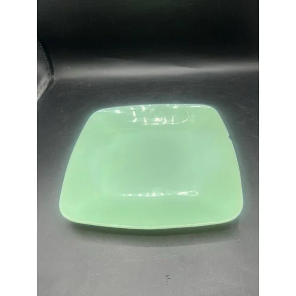 Vintage Fire King Jadeite Charm Dinner Plate 9.75” Green Milk Glass Chip Read