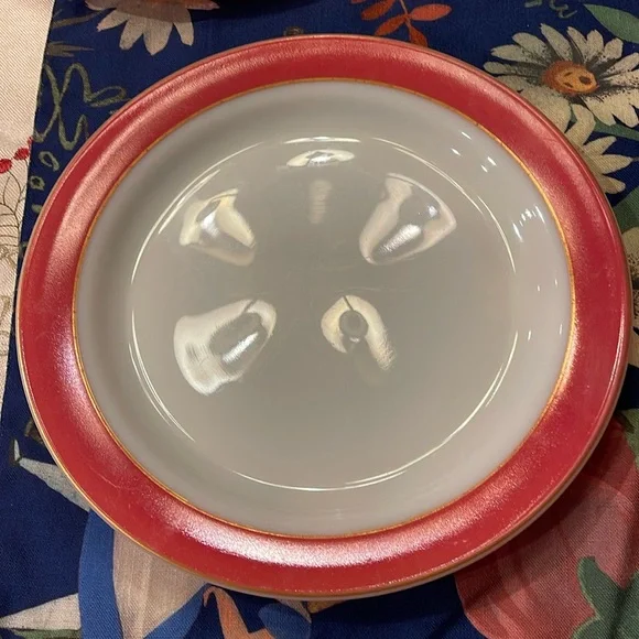 COPY - 12” Large Vintage Pyrex milk glass Flamingo Pink rim Plate Round Platter
