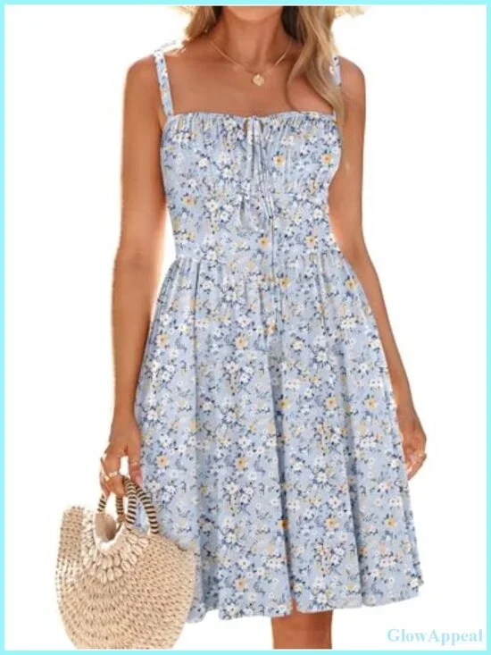Womens Summer Mini Corset Casual Dress Spaghetti Strap Lace Up Vacation Beach