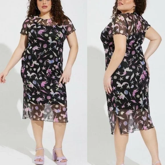 NWT Torrid Disney size 3X The little mermaid mesh layer dress
