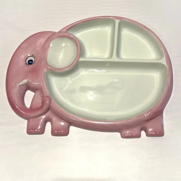 Studio Nova Japan Baby Kids Porcelain Divided Dinner Plate Pink Elephant NEW