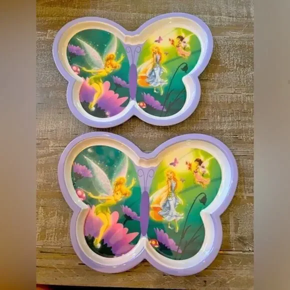▶️ Disney Store ◀️ 2 Tinker Bell & Fairies Plastic Collectors Plates.
