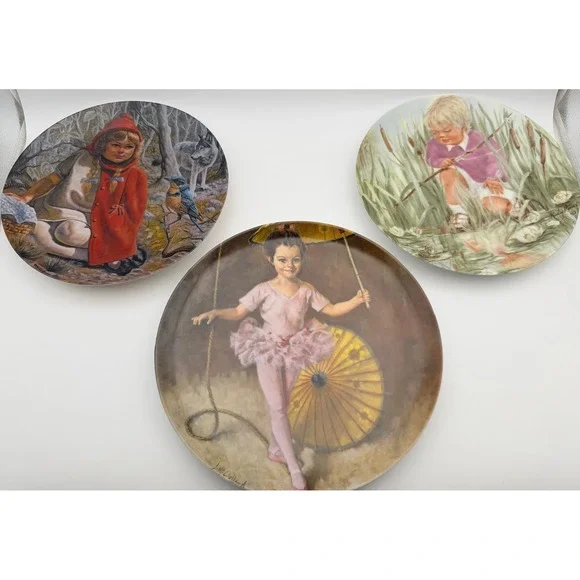 Vintage Collector Plate 3 Lot Reco Knowles Vague Shadows Little Red Riding Hood