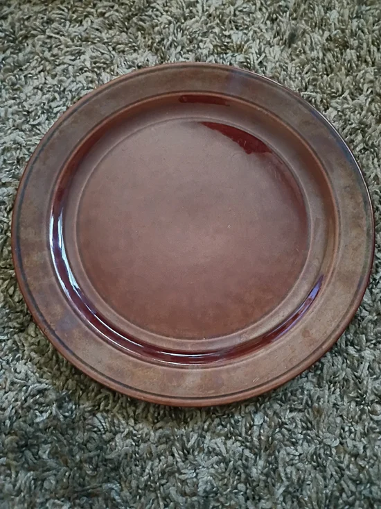 Vintage Early California Vernonware Brown Ceramic Dinner Plate - Home Dining