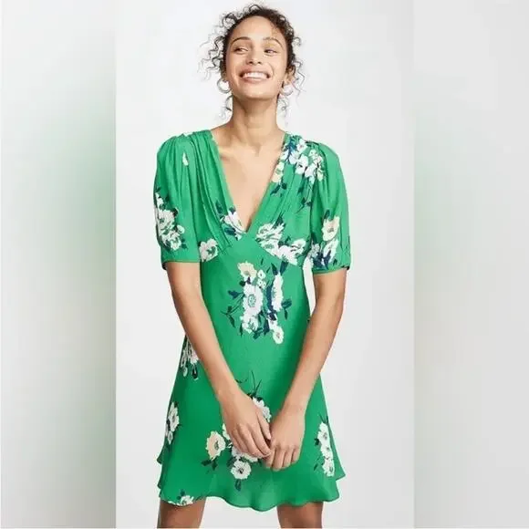 Free People Neon Garden green white floral dress size 0