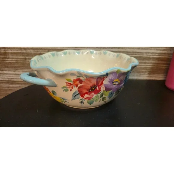The Pioneer Woman Flea Market Floral Stoneware Serving Bowl Scalloped 9.5 inch