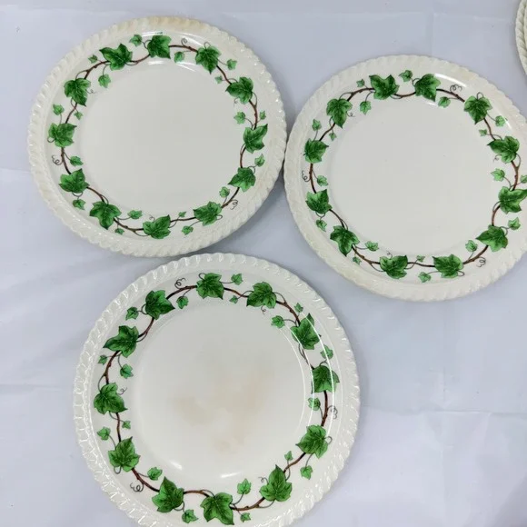 Harker Pottery Royal Gadroon Mixed Plate Lot 8pc Grape Ivy Scalloped 9.25in USA