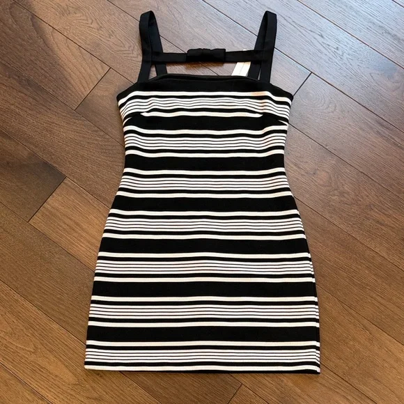 Hutch Black and White Striped Bodycon Mini Dress Small NWT C11-115