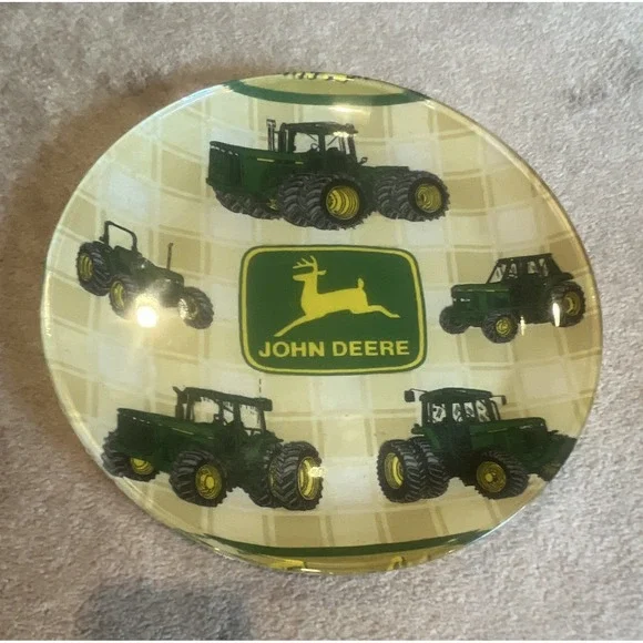 John Deere Tractor Logo Decorative Plate Dish Green & Yellow, Agriculture Theme