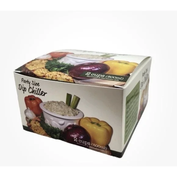 New In Box Party Size Porcelain Dip Chiller Set 500ml Keeps Dips Cold Hosting