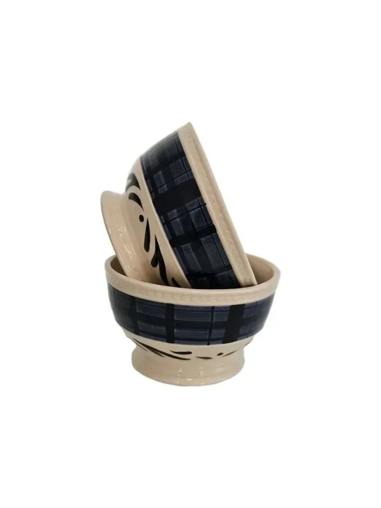 2 Fitz & Floyd Bristol Tartan Soup Bowls 5.5