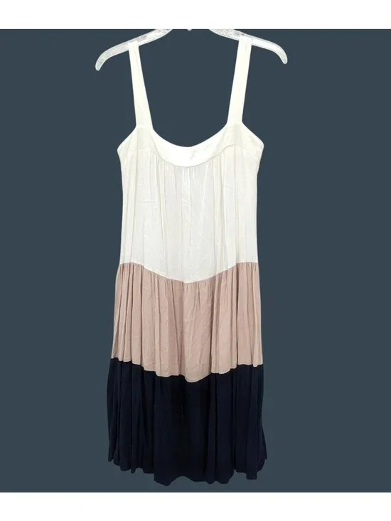 Colorblock Tiered Strappy Sundress Minimalist Nautical Coastal Lagenlook Small