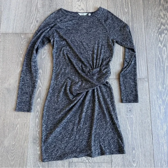 Athleta Solitude Ruched Waist Knit Dress in Marled Dark Gray Size XS