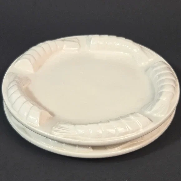 Vintage 1984 Shafford Japan Shrimp Cocktail Plates White Ceramic Set of 2 6.25in
