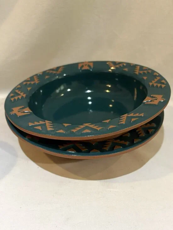 Pair of VTG Frankoma Southwest Native American Bowls 7.75