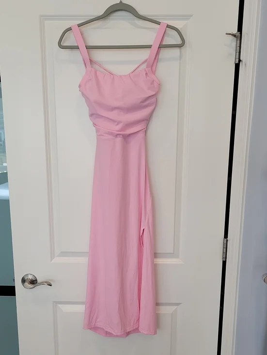 Halara Ballerina Pink Ruched Lace Up Bodycon Midi Dress In Medium NWOT