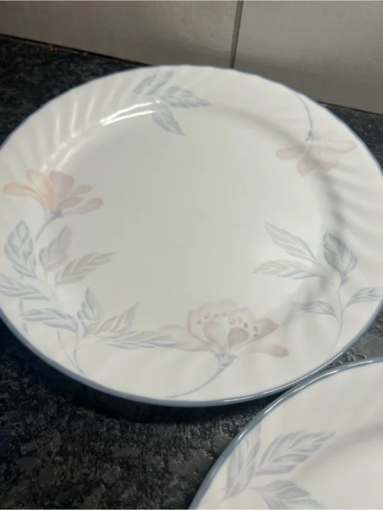 Set of 2 Corelle Pink Trio Floral Ceramic Dinner Plate - Soft Blue & Blush