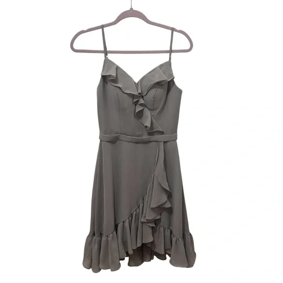 JJ’s House Silver Ruffle Midi Dress Size 0