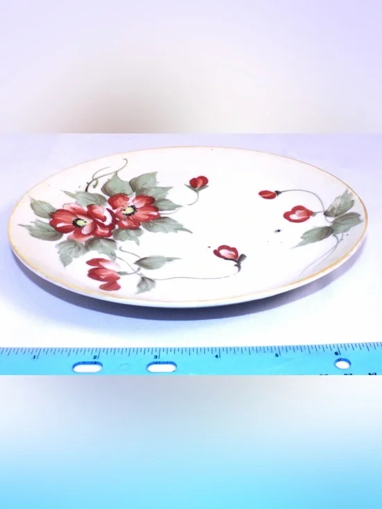Antique Nippon Porcelain Hand-painted Red Poppies Display Plate