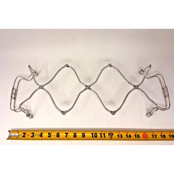 Vintage MCM Expandable Metal Trivet Folding Hot Plate Pot Holder Chrome Kitchen