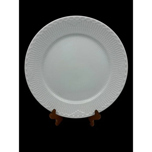 Royal Copenhagen White Half Lace Large Dinner Plate Danish Fluted Porcelain