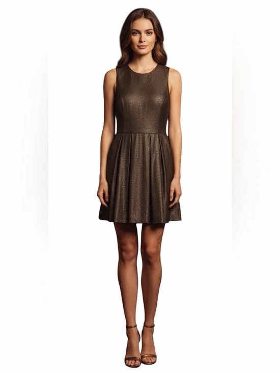 NWT Hunter Dixon Brown Metallic Fit and Flare Dress Size 8