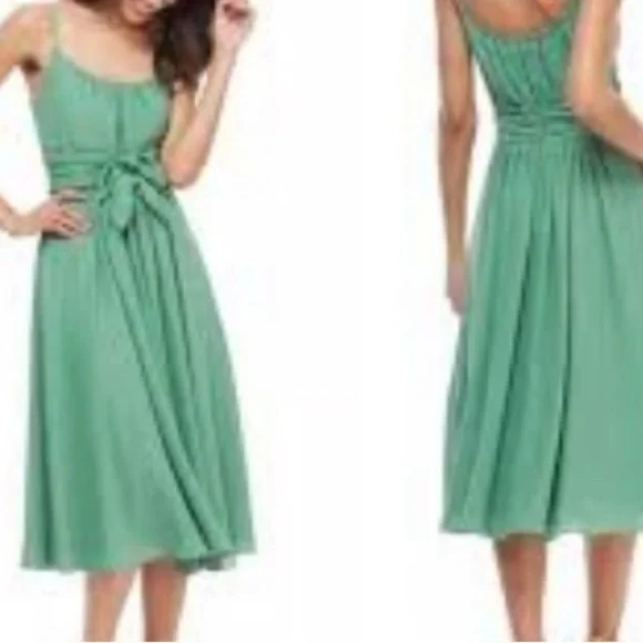 Gal Meets Glam Green Sleeveless Spaghetti Strap Sundress