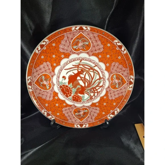 Japanese Imari Porcelain Phoenix Peony Charger Plate Red Gold M382 12 Inch