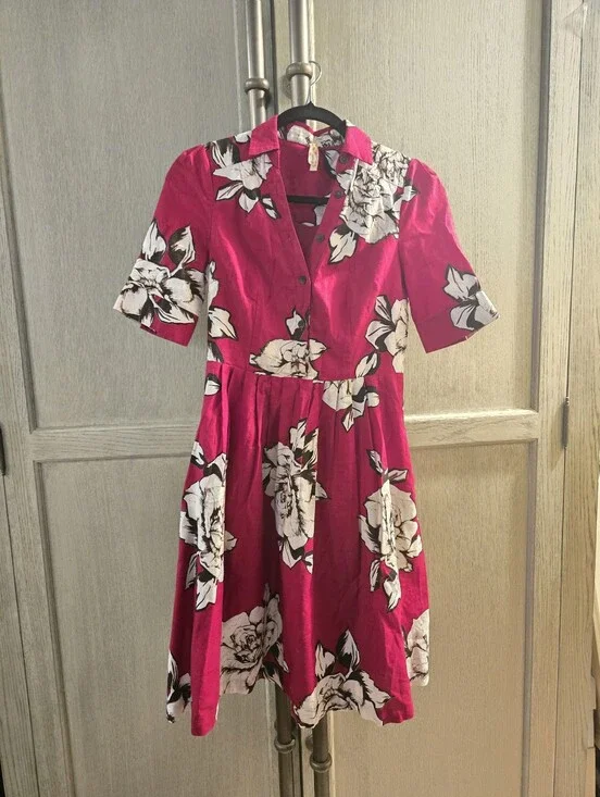 Anthropologie Maeve Dagmar Red Floral Dress Size 2