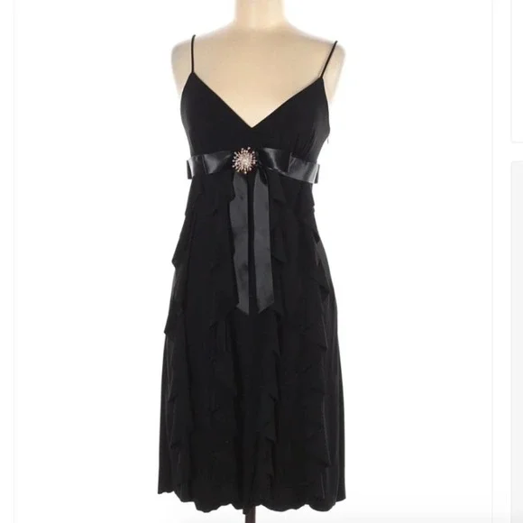 Cache Black Ruffled Jersey Dress Size 8