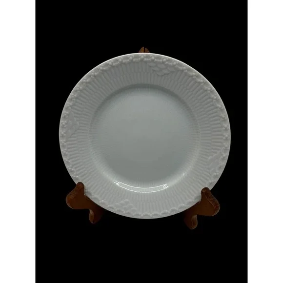 Royal Copenhagen White Half Lace Bread/Butter Plate Fluted Porcelain Denmark