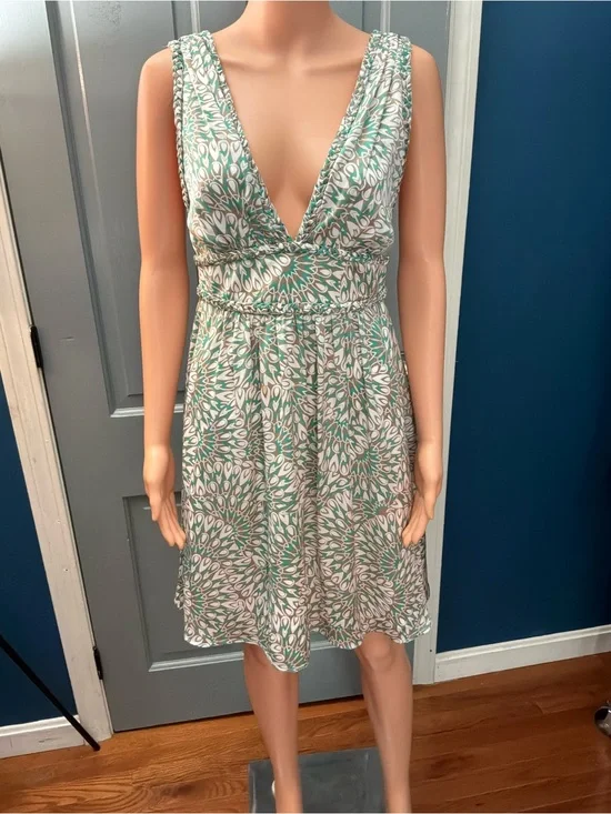 BCBGeneration Teal and White V-Neck Mini Dress