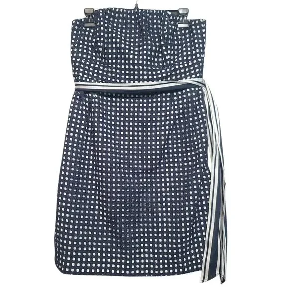 Vineyard Vines Carolyn Dress 6 NWT Navy Blue Eyelet Strapless Cotton