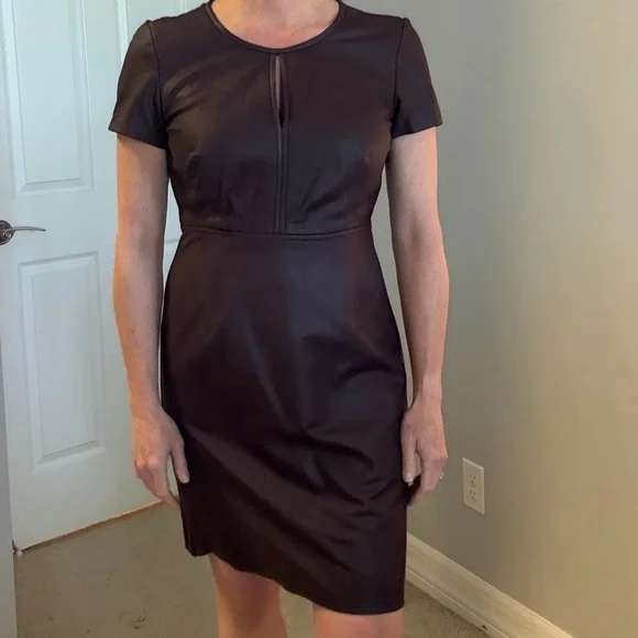 My Tribe leather keyhole dress deep plum Large