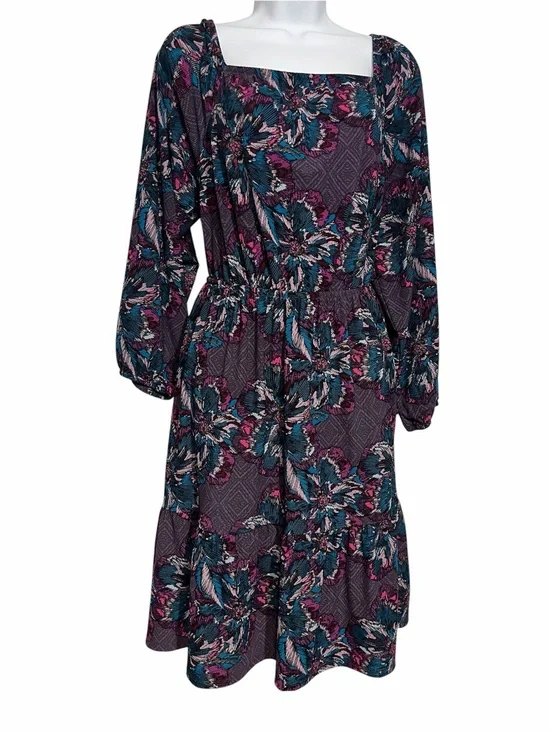 Gorgeous Lane Bryant Floral Square NeckLong Sleeve Dress Plus Size 18/20 Boho