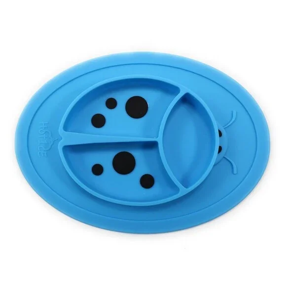2-Pack Ladybug Silicone Placemat Baby Plate - Cute Suction Feeding Mat, BPA Free