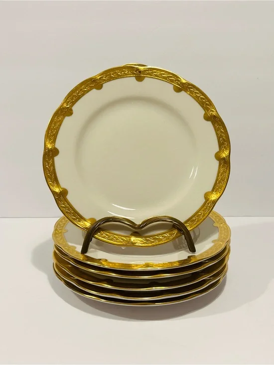 Antique Theodore Haviland New York America Gold Encrusted 6 Bread & Butter Plate