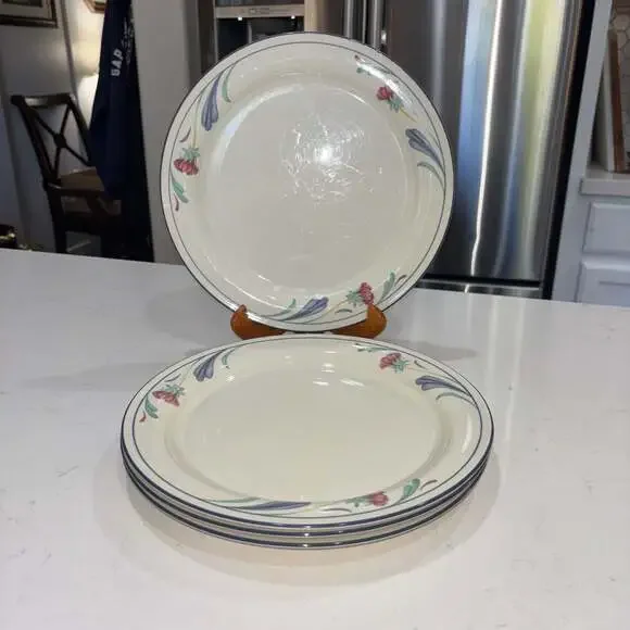 Lenox Chinastone Poppies on Blue Dinner Plates, Set of 4