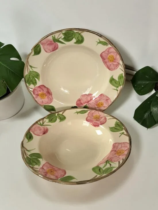 Franciscan Desert Rose Set of 2  8.5”Rimmed Soup Bowls Made in USA