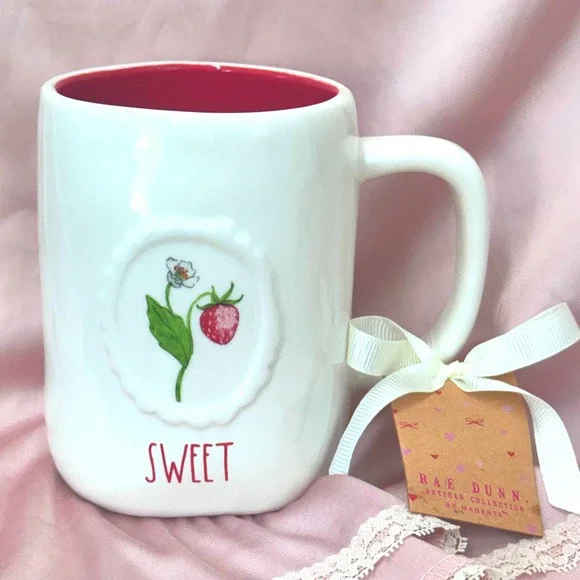 Rae Dunn SWEET Strawberry Mug NWT New Red Interior Artisan Collection by Magenta