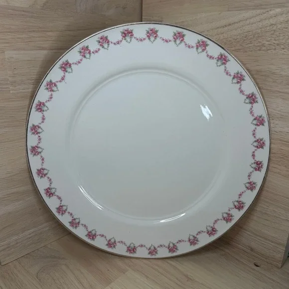 Vintage Limoges Floral Plate Dinnerware Edge Gold Trim 12.5