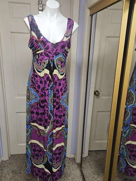 live and let live One World  Purple Paisley Maxi Dress With Sparkle