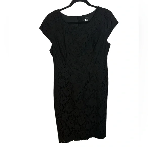 J.Crew Black Floral Lace Cap Sleeve Sheath Dress