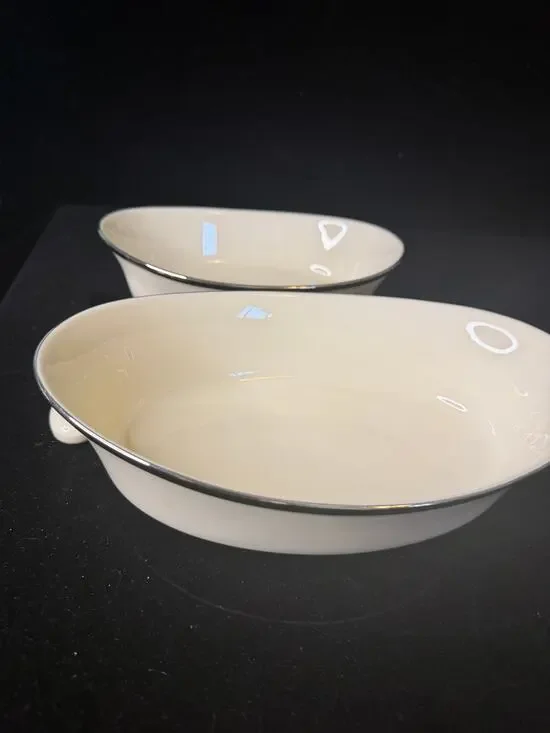 Lenox Solitaire Oval Serving Bowls 9” & 10”  Serving Knife – 3 Piece Set